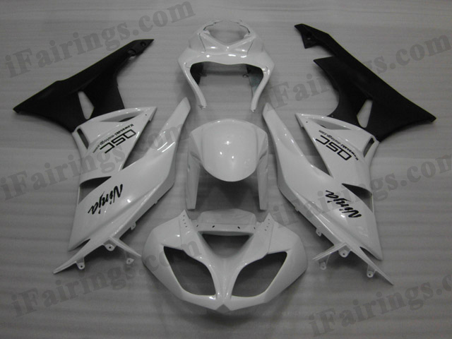 2009 2010 2011 2012 Kawasaki ZX6R ZX636 Ninja white and black fairing sets.