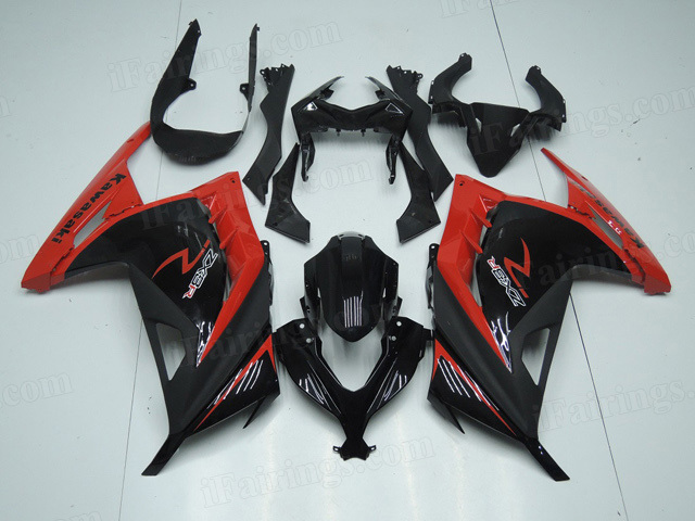 2013 2014 2015 Kawasaki Ninja 300 black and red fairing kits.