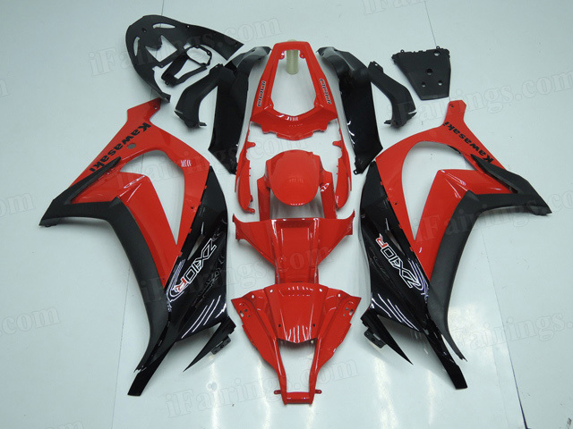 2011 to 2015 Kawasaki Ninja ZX10R red and black fairings.