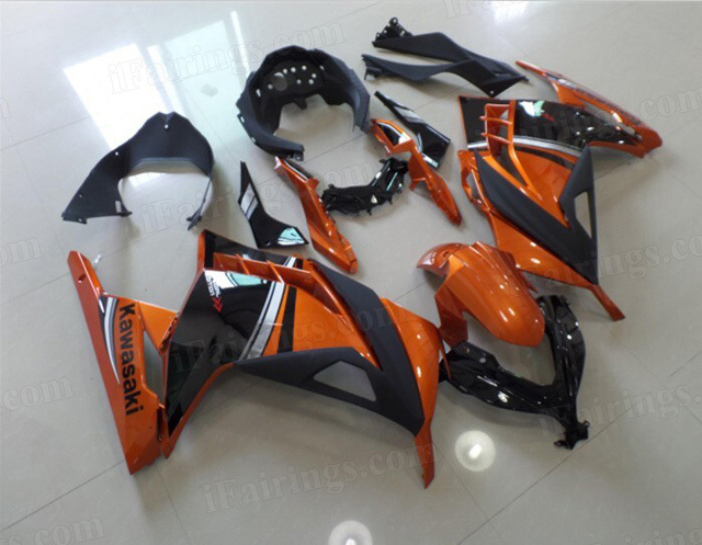 2013 2014 2015 Kawasaki Ninja 300 gold orange and black fairing kits.