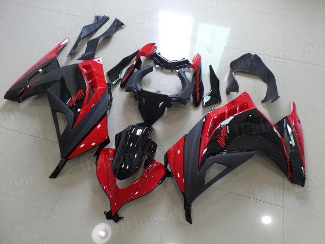 2013 2014 2015 Kawasaki Ninja 300 red and black fairing kits.