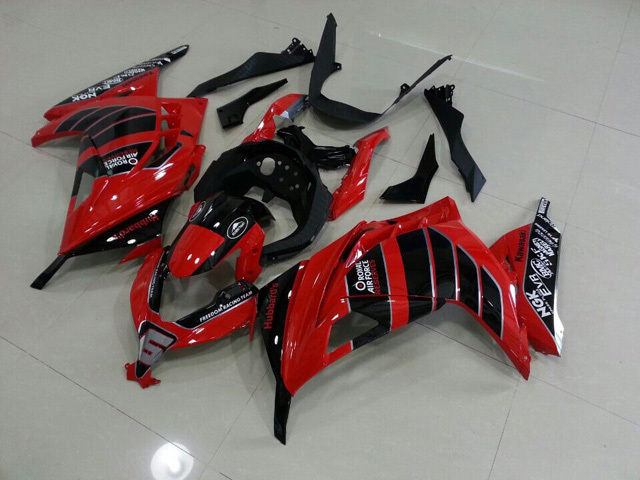 2013 2014 2015 Kawasaki Ninja 300 red and black scheme fairings. - Click Image to Close