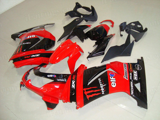 Kawasaki Ninja 250R EX250 2008 to 2012 red/black monster fairing kits. - Click Image to Close