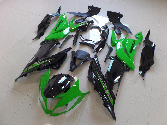 Motorcycle fairings for Kawasaki 2013 2014 2015 Ninja ZX6R 636 factory scheme green/black. - Click Image to Close