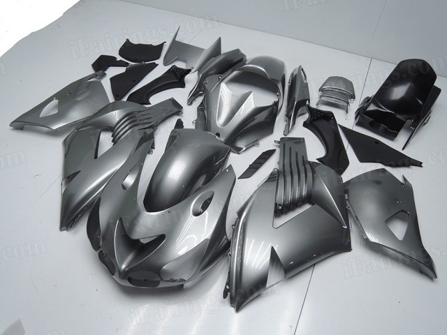 Motorcycle fairings for Kawasaki Ninja ZX14R 2006 to 2011 grey color fairings.