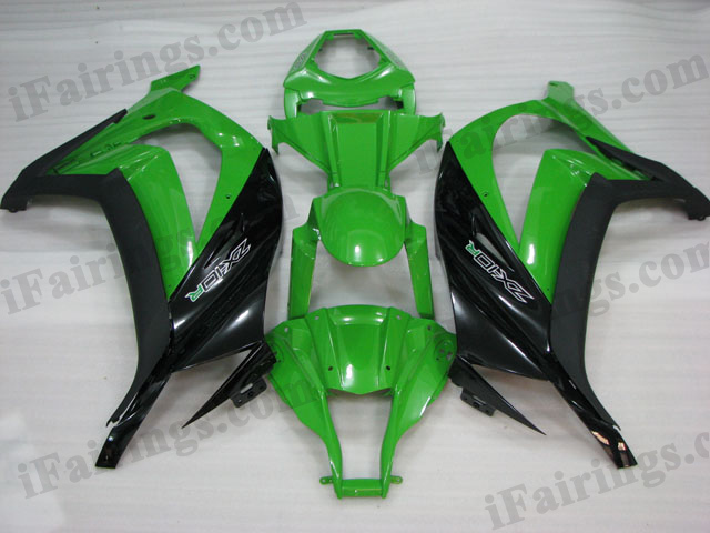 Motorcycle fairings/bodywork for 2011 to 2015 Kawasaki Ninja ZX10R green/black scheme. - Click Image to Close