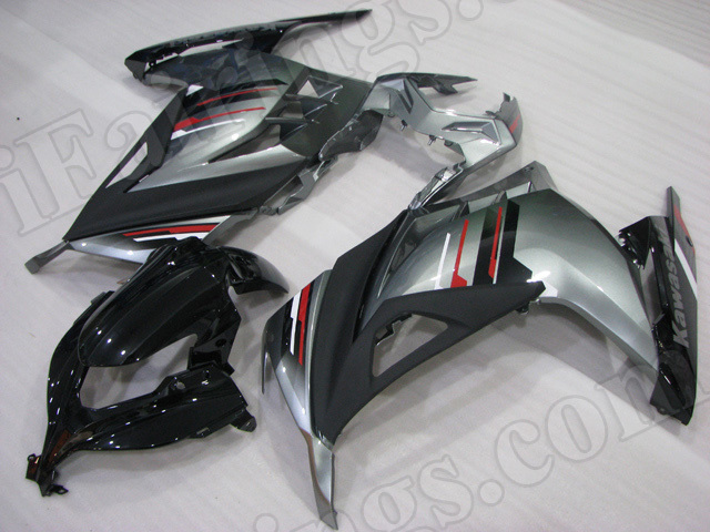 Motorcycle fairings/bodywork for Kawasaki 2013 2014 2015 Ninja 300 black and silver. - Click Image to Close