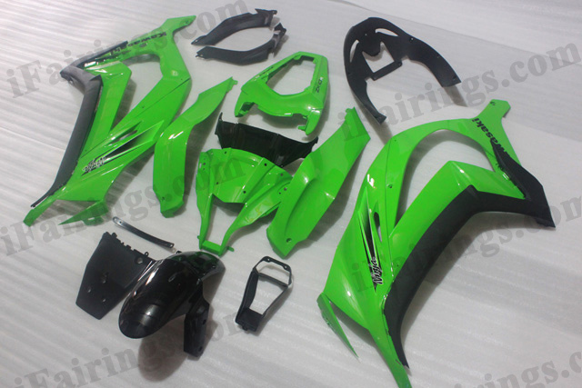 Motorcycle fairings/bodywork for 2011 to 2015 Kawasaki Ninja ZX10R OEM color green and black. - Click Image to Close