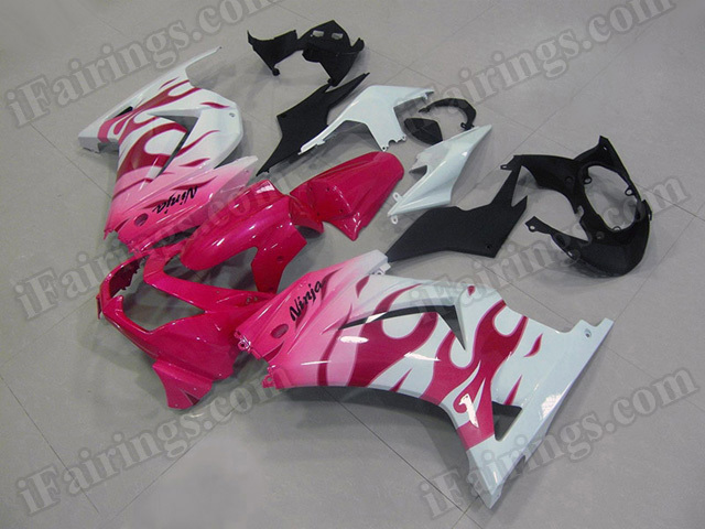Motorcycle fairings/bodywork for Kawasaki Ninja 250R EX250 2008 to 2012 pink flame. - Click Image to Close