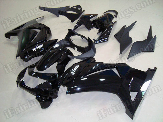 Motorcycle fairings/bodywork for Kawasaki Ninja 250R EX250 2008 to 2012 glossy black. - Click Image to Close
