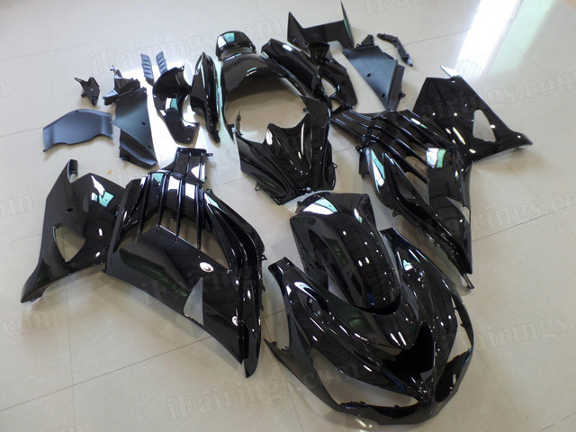 Motorcycle fairings/bodywork for Kawasaki Ninja ZX14R 2012 to 2015 glossy black. - Click Image to Close