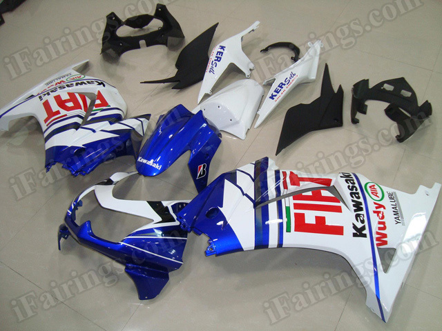 OEM replacement fairing kits for Kawasaki Ninja 250R EX250 2008 to 2012 with Fiat decals.