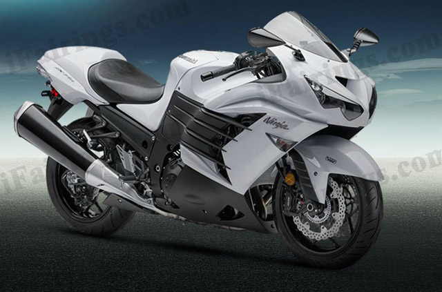 Motorcycle fairings/bodywork for Kawasaki Ninja ZX14R 2012 to 2015 white and black. - Click Image to Close
