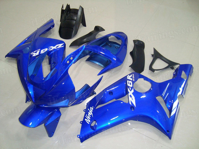 Motorcycle fairings/bodywork for Kawasaki Ninja ZX6R 2003 2004 blue. - Click Image to Close