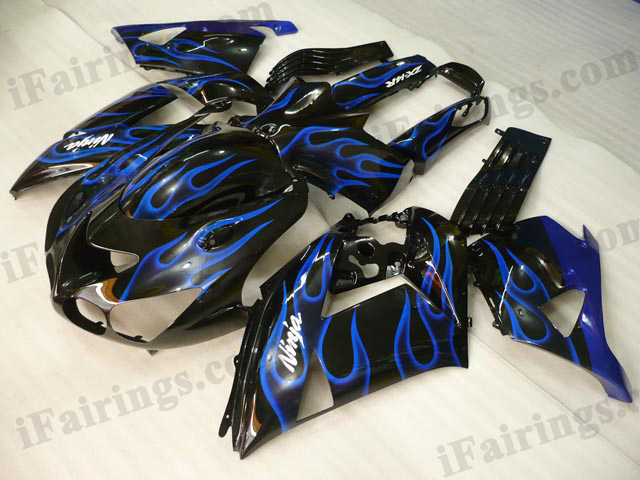 ZX14R 2006 2007 2008 2009 2010 2011 blue and flame fairings, ZX14R flame scheme. - Click Image to Close