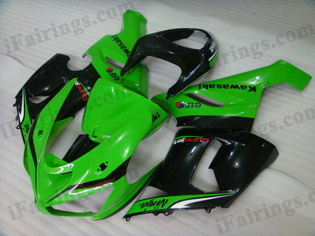 ZX6R 636 2005 2006 green/black fairings, 2005 2006 ZX6R body kits. - Click Image to Close