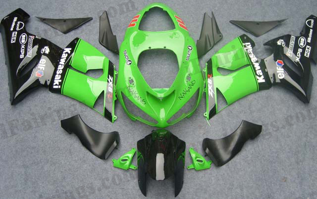 ZX6R 636 2005 2006 green/black fairings, 2005 2006 ZX6R replacement bodywork.. - Click Image to Close