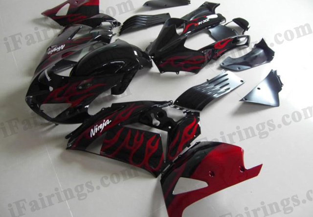 ZX14R 2006 2007 2008 2009 2010 2011 red flame fairings, ZX14R flame scheme. - Click Image to Close