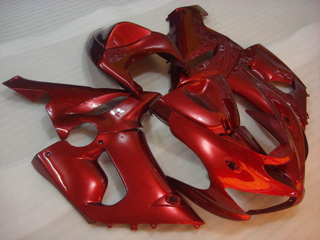 ZX6R 636 2005 2006 red fairings, 2005 2006 ZX6R replacement bodywork. - Click Image to Close