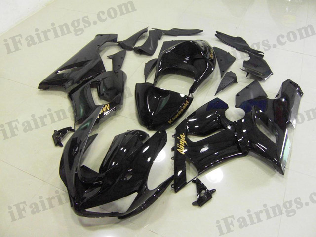 ZX6R 636 2005 2006 glossy black fairings, 2005 2006 ZX6R decals. - Click Image to Close