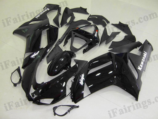 ZX6R 636 2007 2008 black fairings, 2007 2008 ZX6R aftermarket fairings. - Click Image to Close