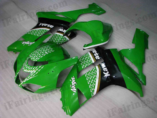 ZX6R 636 2007 2008 green and black fairings, 2007 2008 ZX6R plastic. - Click Image to Close