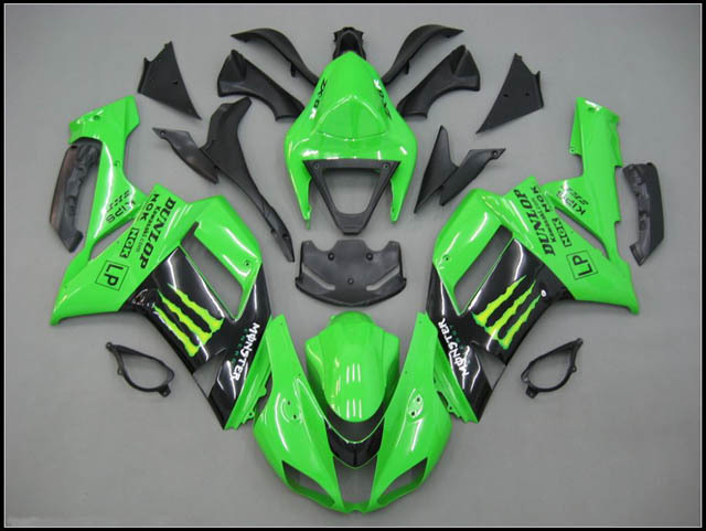 ZX6R 636 2007 2008 monster fairings, 2007 2008 ZX6R green. - Click Image to Close