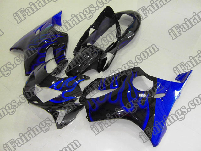 1999 2000 CBR600 F4 blue ghost flame fairings. - Click Image to Close