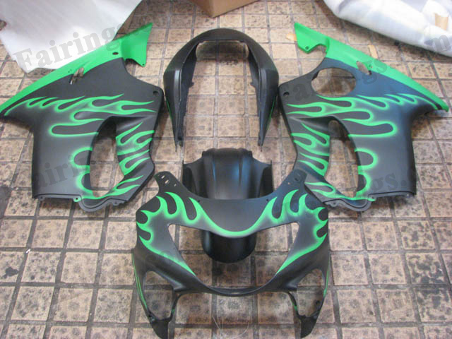 1999 2000 CBR600 F4 green ghost flame fairing kits. - Click Image to Close