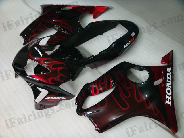 1999 2000 CBR600 F4 red ghost flame fairings. - Click Image to Close