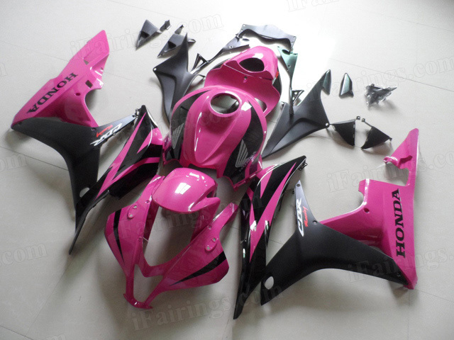 2007 2008 Honda CBR600RR pink and black fairing kits. - Click Image to Close