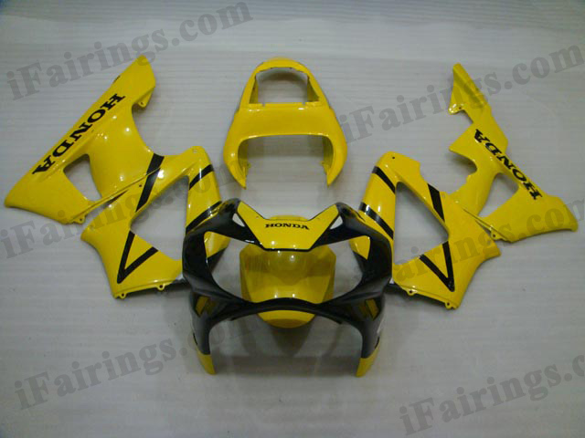2000 2001 Honda CBR929RR yellow and black fairings.