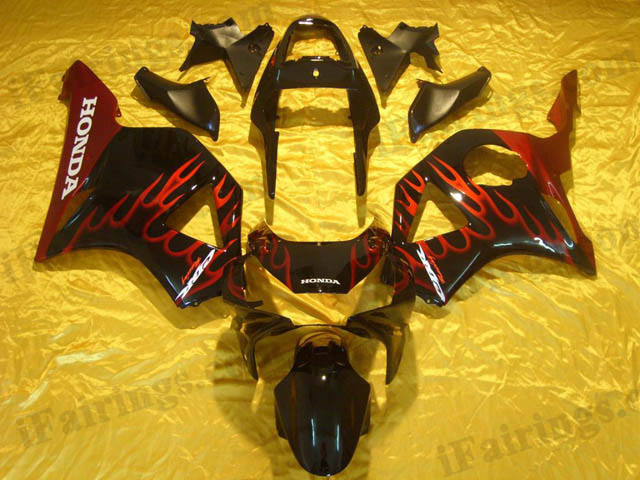 2002 2003 CBR900RR 954 red flame fairings kits - Click Image to Close