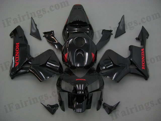 2003 2004 CBR600RR glossy black fairing kits. - Click Image to Close