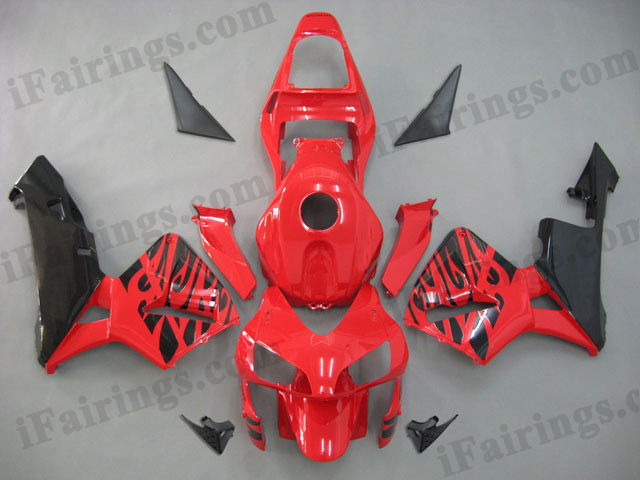 2003 2004 CBR600RR red and black factory paint fairing kits. - Click Image to Close