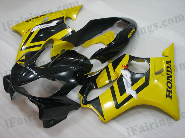 2004 2005 2006 2007 Honda CBR600 F4i black and yellow fairing kits
