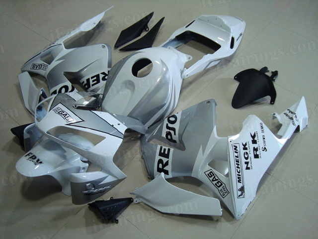2003 2004 Honda CBR600RR white/silver Repsol fairings and bodywork.