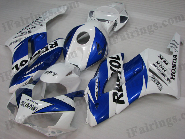 2004 2005 CBR1000RR fairing kits in white/blue Repsol graphics. - Click Image to Close