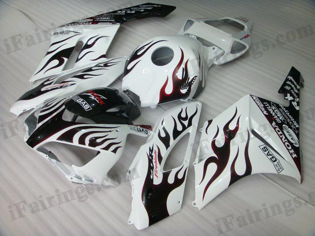2004 2005 CBR1000RR white and flame fairings - Click Image to Close