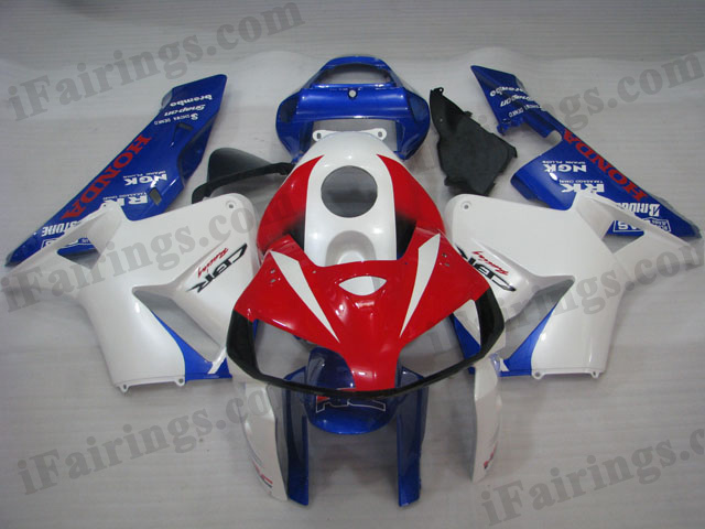 2005 2006 CBR600RR red, white and blue fairings - Click Image to Close