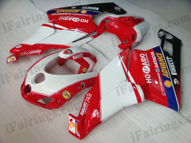 2005 2006 Ducati 749/999 red and white fairing kits.