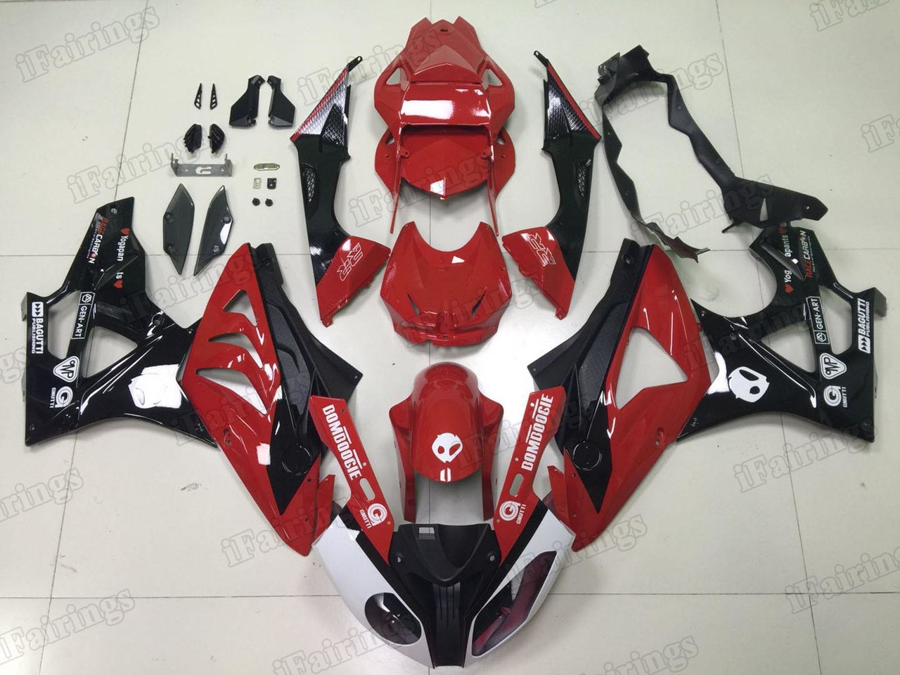 2009 2010 2011 2012 2013 2014 BMW S1000RR red and black fairing kit.