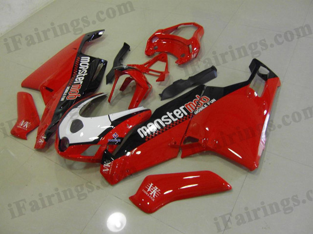 Replacement fairings for 2003 2004 Ducati 749/999 red/black monstermob