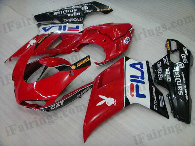 Ducati 848/1098/1198 red/black FILA scheme fairing kits. - Click Image to Close