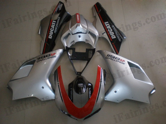 Ducati 848/1098/1198 red, silver and black fairing kits.