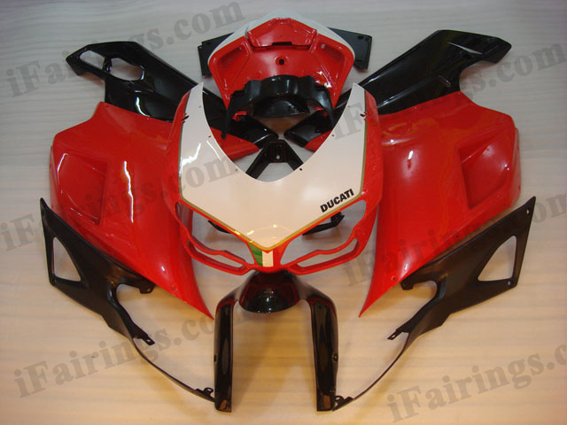 Ducati 848/1098/1198 red, white and black fairing kits. - Click Image to Close