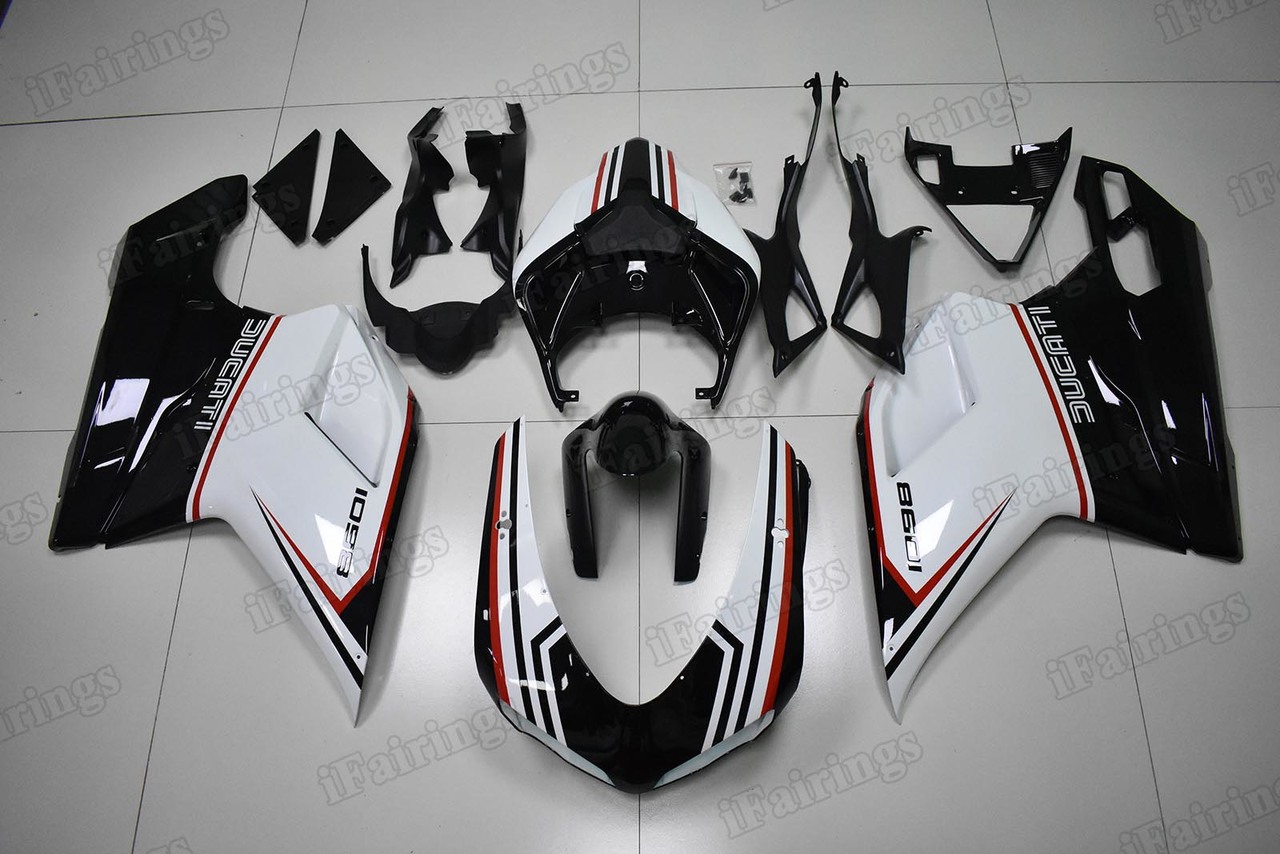 Motorcycle fairings/bodywork for Ducati 848/1098/1198 tricolore nero graphic. - Click Image to Close