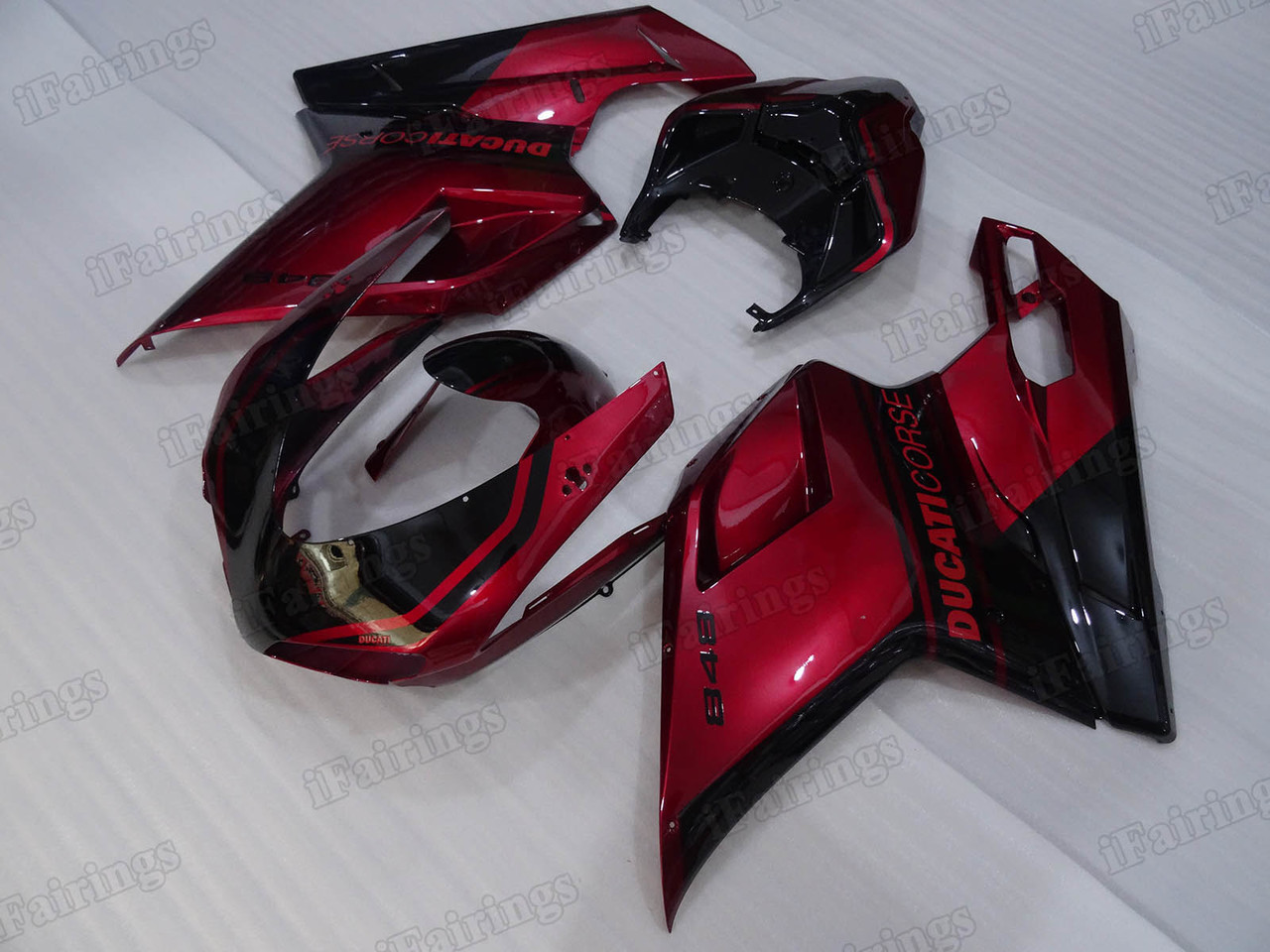 Motorcycle fairings/bodywork for Ducati 848/1098/1198 red and black. - Click Image to Close
