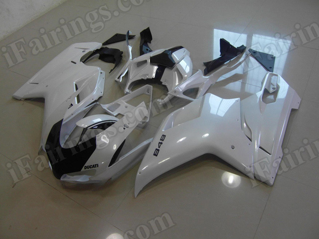 Motorcycle fairings/bodywork for Ducati 848/1098/1198 pearl white and black. - Click Image to Close