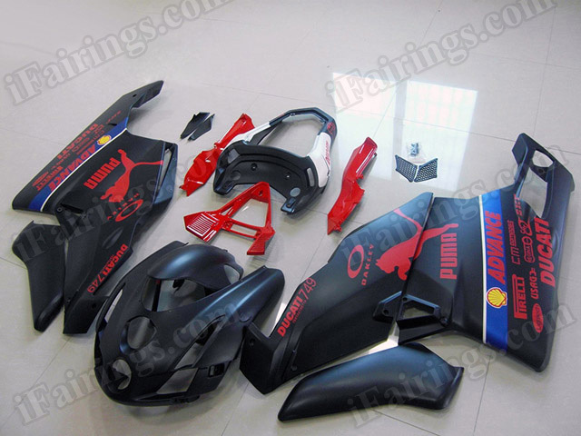 2003 2004 Ducati 749/999 matte black PUMA fairings/bodywork. - Click Image to Close